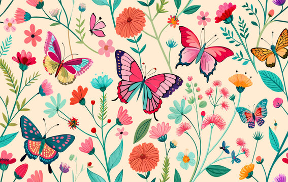 seamless pattern with flowers © night