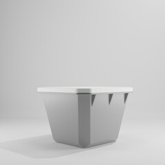 plastic trash bin a front view 3d render