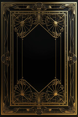 Golden art deco frame with ornament. Retro golden art deco or art nouveu frame in roaring 20s style.