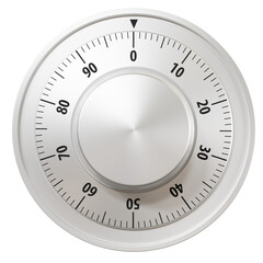Closeup of the permutation lock of a safe. Isolated on transparent background, Front view