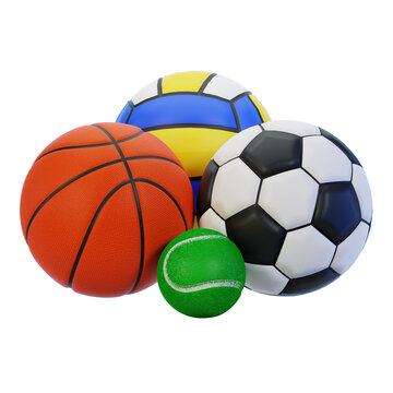 assorted sport balls 3d illustration