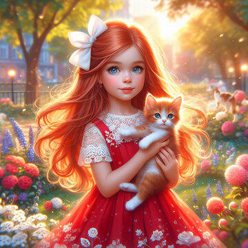 girl with cat