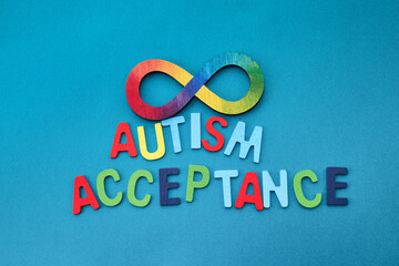 Autism acceptance month. Infinity symbol of autism. Accepting autistic people.