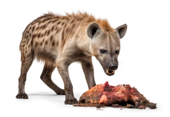 Schilderijen op glas Hyena eating a meat on the ground © FP Creative Stock