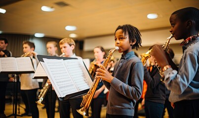 Young People Playing Musical Instruments Together