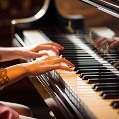 Woman Playing Piano With Her Hands