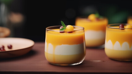 Delicious Mango Dessert in Glass Bowls
