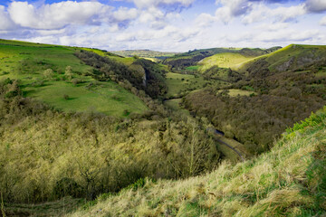 Aerial view from the peaks of Thor's Cave, Staffordshire.