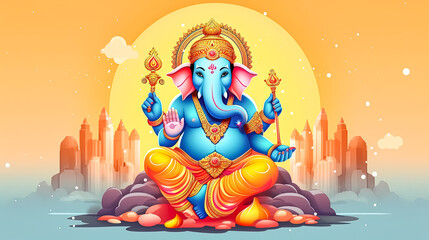 Celebrate Ganesh Chaturthi with this vibrant illustration featuring