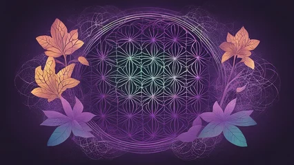Zelfklevend Fotobehang abstract floral background _A flower of life illustration with a light and colorful style.    © Jared