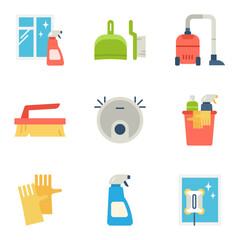Set of cleaning icons. Contains icons as windows and floor cleaning and more.