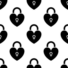 Seamless pattern, heart shaped padlock. Background for Valentine's Day. 