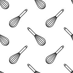 Seamless pattern, manual mixer. Background for kitchen tool. Manual mix kitchen tool appliance.