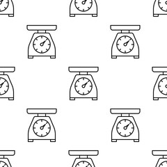 Seamless pattern, kitchen scale. Background for kitchen tool. Weighing.