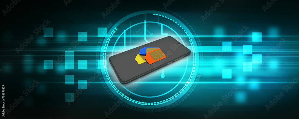 Poster 3d render sim on a mobile