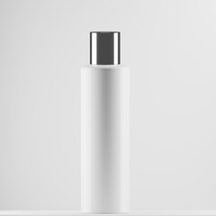 white bottle cosmetic with a metallic cap a front view 3d rendering 