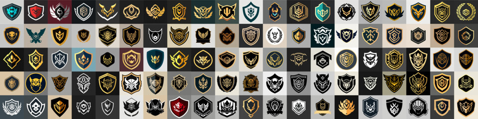 Gamers Logos Mega Collections. Minimalist Video Game Badge and Emblem.  - obrazy, fototapety, plakaty