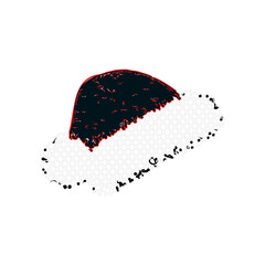 Sketch of Santa's hat color lines on a transparent background