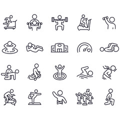 Fitness Facility line icons vector design
