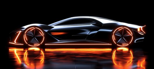 Luxury Futuristic Sports Glowing Car