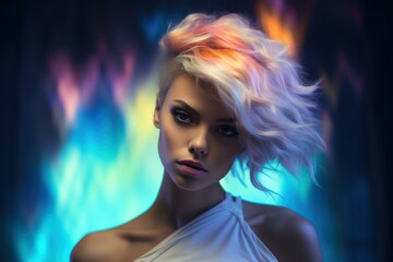 Fototapeta premium Traditional Photo happy woman. Beauty girl. Generate Ai