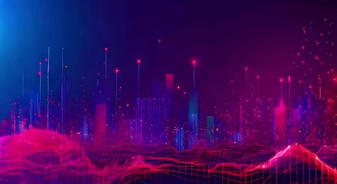 Abstract dot point connect with gradient line and aesthetic Intricate wave line design on cityscape internationalization social network or business big data connection technology concept