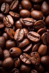 Fototapeta premium Cup of coffee. Coffee beans background. Cozy good morning. Cafe