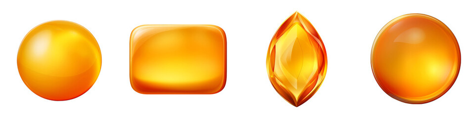 Yellow-Orange Carnelian Gemstone clipart collection, vector, icons isolated on transparent background