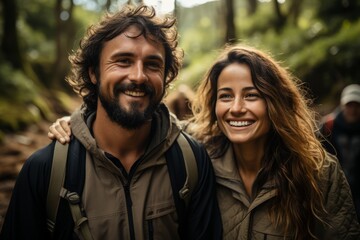 portrait of an adventurous couple exploring the world