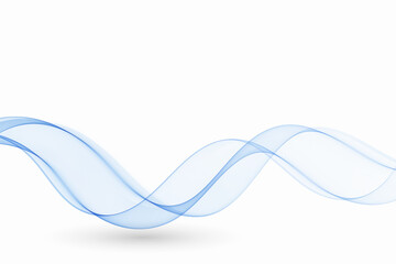 Wavy flow of blue abstract wave motion, with transparent shadow.