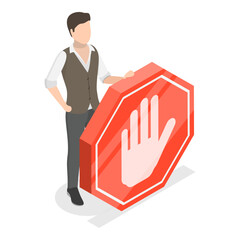 3D Isometric Flat Vector Illustration of Discrimination, Prejudice and Inequality. Item 6