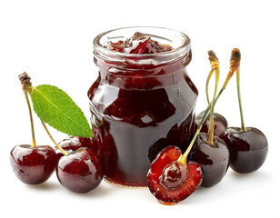kirsch Marmelade isoliert auf wei&szlig;en Hintergrund, Freisteller