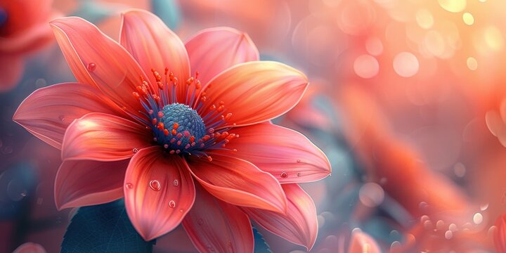 Pink Flower and blur area for text isolated. nature wallpaper themed