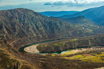 Fototapeta na wymiar Scenary view of river Arda meanders at Rhodope mountains in Bulgaria