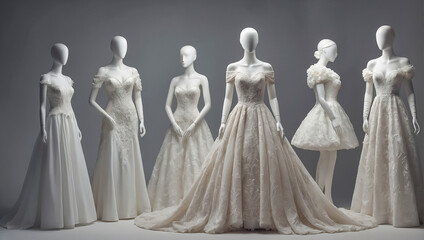 Beautiful wedding dresses in the shop 