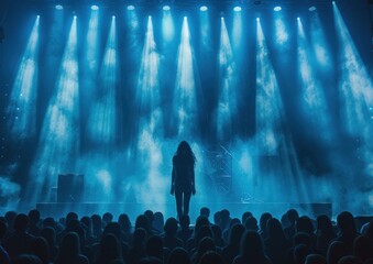 Female singer performing on stage. Night of Music wallpaper