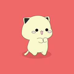 Cute Cat adorabl admire wonder madly in love emotion with heart eyes. Set of kitty, kitten character in vector hand drawn style, doodle cartoon illustration. As mascot, sticker, emoji
