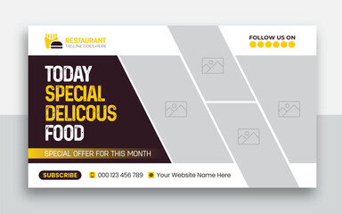 Fast food restaurant youtube thumbnail and web banner template design