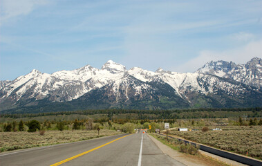 Naklejka premium Spectacular panoramic views of Grand Teton National Park, Wyoming. Great hiking. Summer wonderland to watch wildlife and nature.