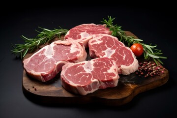 Raw pork meat. Pig rib. Generate Ai