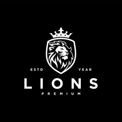 Lion shield vector logo design template. Universal premium elegant creative symbol.