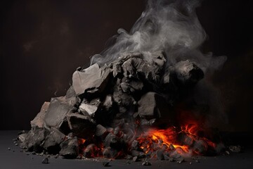 Glowing Piece smoldering coal. Energy fuel. Generate Ai - obrazy, fototapety, plakaty