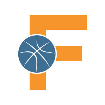 Initial Basket Ball Logo combine with letter F vector template