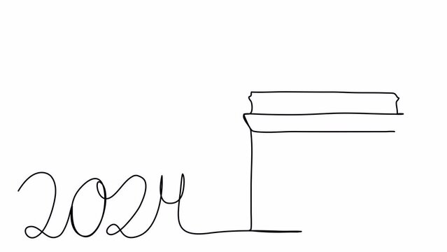 Triumphal Arch in Paris, one line drawing animation. Video clip with alpha channel.