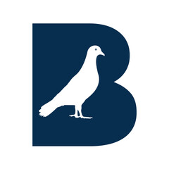 Pigeon Bird Logo combine with letter B vector template