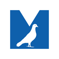 Pigeon Bird Logo combine with letter M vector template