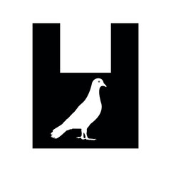 Pigeon Bird Logo combine with letter H vector template