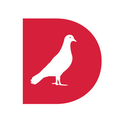 Pigeon Bird Logo combine with letter D vector template