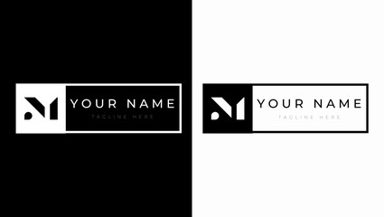 Initial Letter M logo company and business template on a black and white background.