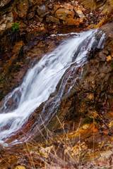 Scenic waterfall in slow motion flow
